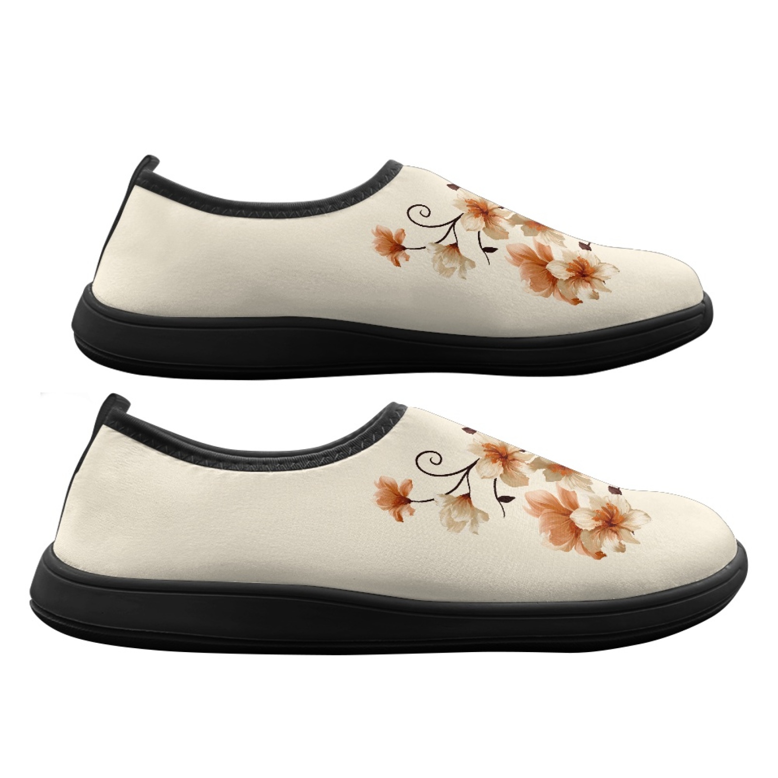 Wide Toe Box Running Sneakers - PENSTROLL Oranje Bloemprint Sneakers met Brede