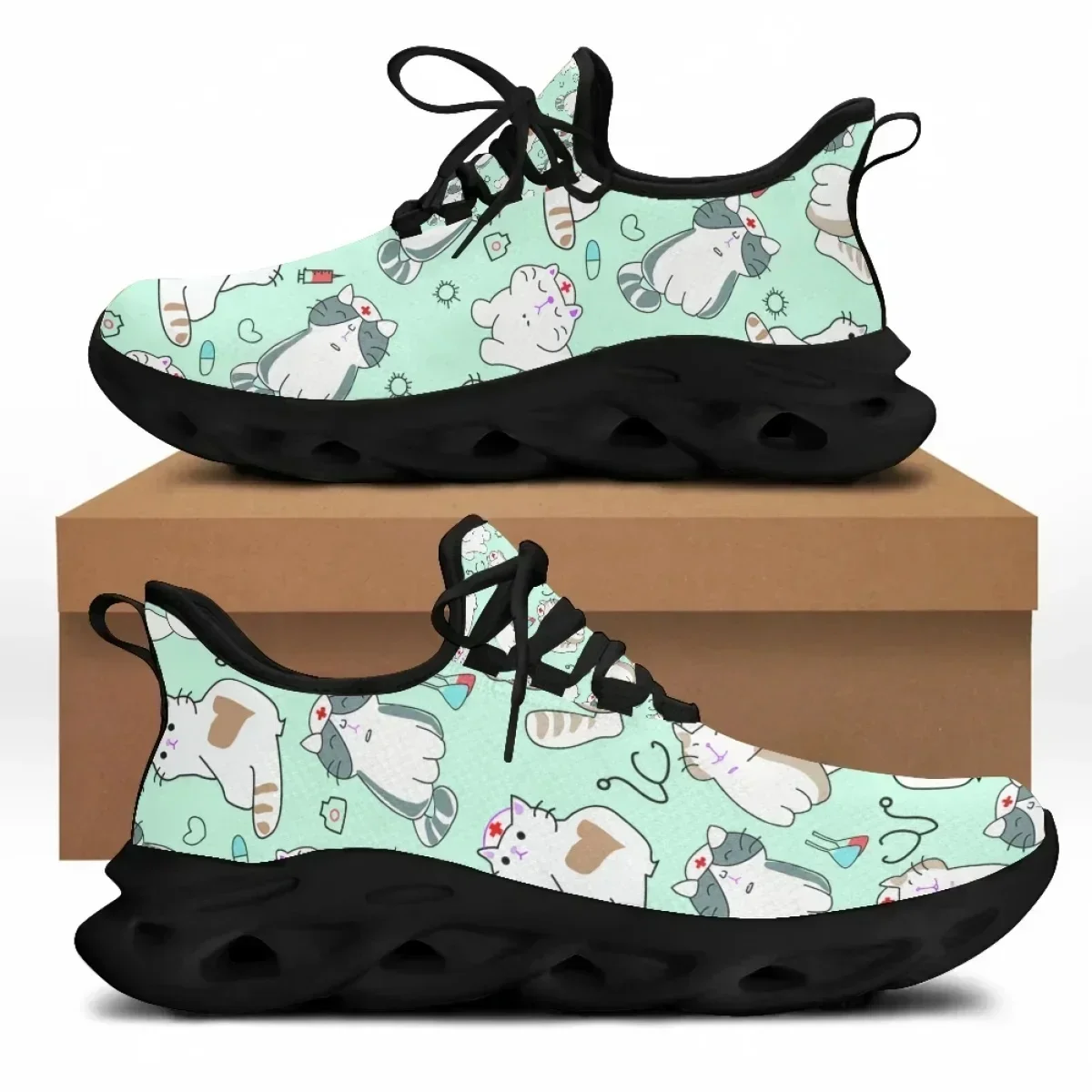 Knit Fabric Lace Up Sneakers - Hete zomer lente dames veterschoenen casual