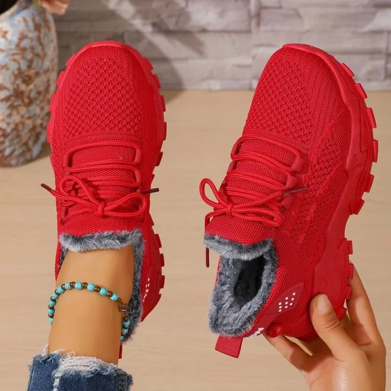 Dames winter thermische sneake - Knit Fabric Lace Up Sneakers recensie en prijs