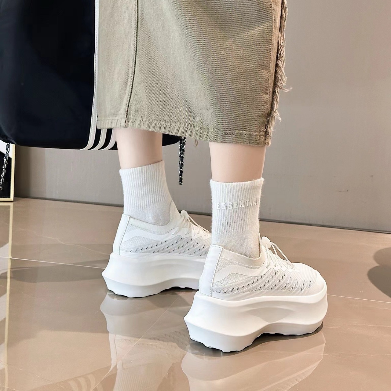 Dames Mesh Dad Shoes met dikke - Heels recensie en prijs